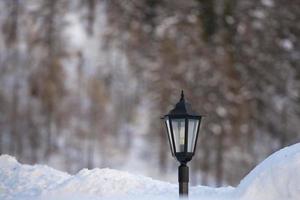 farola cubierta por la nieve foto