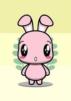pink rabbit expression with leaf vector