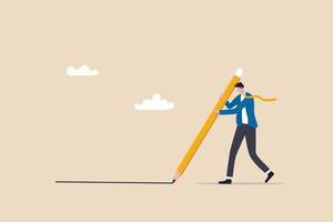 Set boundary, privacy or business territory, start business planning, know limitation or blocker or barrier concept, businessman holding big pencil drawing the boundary line. vector