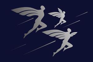 hombre volador con signo de alas, ilustración vectorial. vector