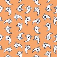 Halloween background with white ghosts pattern seamless illustration vector