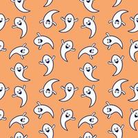 Halloween background with white ghosts pattern seamless illustration vector