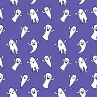 Halloween background with white ghosts pattern seamless illustration free vector