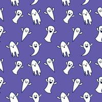 Halloween background with white ghosts pattern seamless illustration free vector