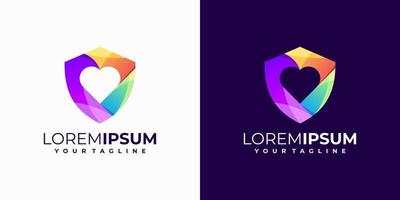 awesome colorful love security shied logo design vector