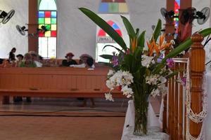AITUTAKI, COOK ISLAND - AUGUST, 27 2017 - Local people at the mass photo