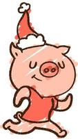 Festive Pig Chalk Drawing vector