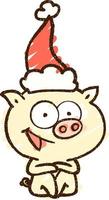 Christmas Pig Chalk Drawing vector