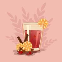 Hot mulled wine with oranges vector