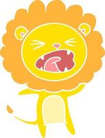 flat color style cartoon lion vector