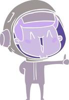 happy flat color style cartoon astronaut vector