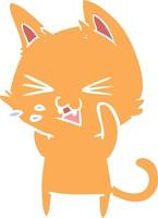 flat color style cartoon cat hissing vector