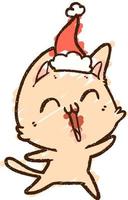 dibujo de tiza de gato navideño vector