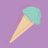 ice cream flat design with outline illustration design vector