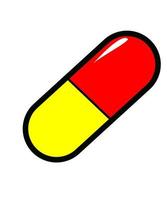 red and yellow pills illustration flat design vector