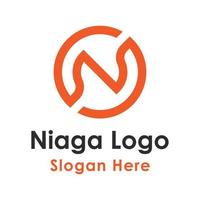 Simple letter N logo design template inside a circle outline, suitable for any branding logo design vector