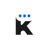 Simple letter K chat logo design template on white background. Suitable for mobile app icons or etc. vector