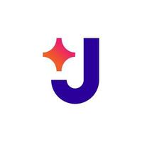 Letter J star logo design vector