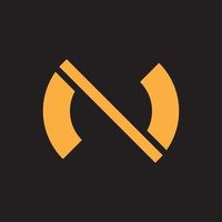 Simple circle letter N logo design template on black background. suitable for any branding logo vector
