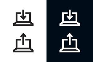 Laptop Pc desktop upload and download icon eps 10 isolated vector