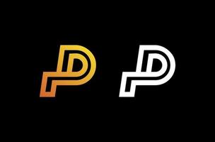 Simple letter P logo design with two different color vector