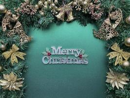 Merry Christmas green gold theme photo