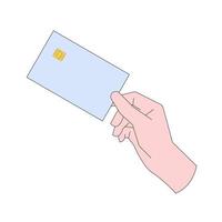 hand with card member flat design illustration vector