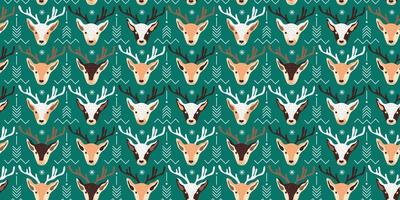 patrón navideño con ciervos vector