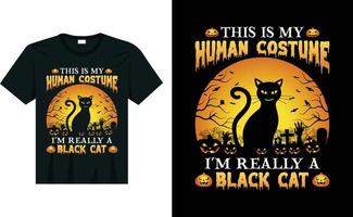 este es mi disfraz humano, soy realmente un diseño de camiseta de halloween de gato negro vector