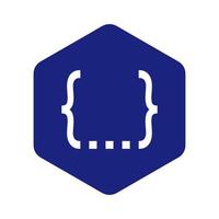 CSS emblem, blue hexagon, white braces and multipoint, Cascading Style Sheets icon. vector