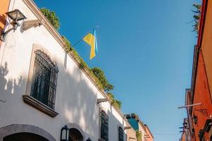 Mexico house with ukrainian flag photo