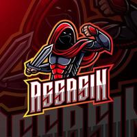 diseño de logotipo de la mascota de assassin esport vector