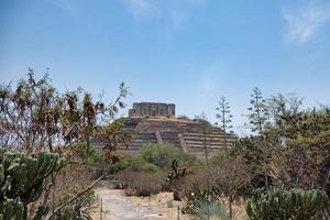 El Pueblito pyramid Quertaro Mexico archaeological zone Mayan ruins Hispanic town blue sky tourist place magical townhistorical point photo