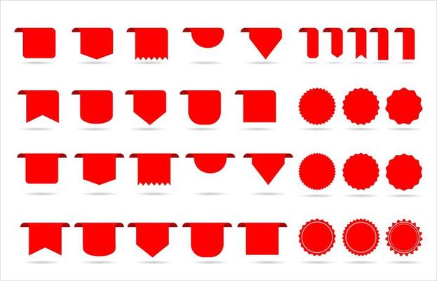 Collection of price tags stickers labels and ribbons