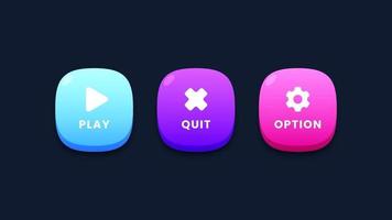 Set of game ui buttons vector