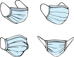 set of medical masks. vector illustration