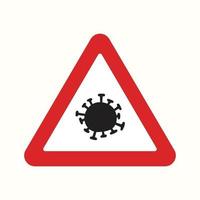 icono de alerta de infección por virus con señal de advertencia roja. atención carretera triángulo covid icono. vector