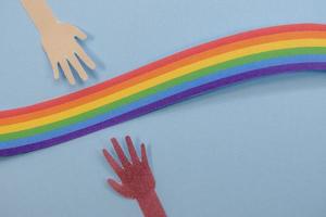 Hands with heart in gay lgbt colors photo