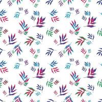 Vector illustration of bright multicolored leaves of tropical plants forming seamless pattern on white background