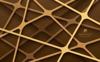 Abstract golden and brown geometric line overlap layers on dark background. Modern tech futuristic design. You can use for cover template, poster, banner web, flyer, Print ad. Vector illustration