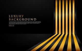 Gold and black perspective stripes on dark abstract background with copy space. Luxurious and elegant concept. You can use for banners, web, brochure, ad, poster, etc. cover book. Vector illustration.