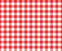 Red and white gingham seamless pattern. Checkered texture for picnic blanket, tablecloth, plaid, clothes. Italian style overlay, fabric geometric background, retro textile design vector