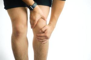 Man with knee pain and copyspace photo