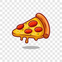 ilustración de un trozo de pizza vector logo icono con salchicha hoja de ajo