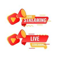 live streaming banner design with bubble and camera decoration in memphis style vector