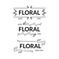 set of hand drawn minimal floral logotype template design vector