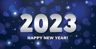 feliz navidad y feliz año nuevo 2023, postal de fondo brillante, plantilla web - vector