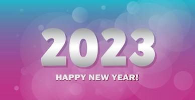 Merry Christmas and Happy New Year 2023, bright bokeh background postcard, web template - Vector