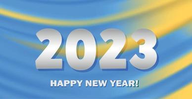 Merry Christmas and Happy New Year 2023, bright background postcard, web template - Vector