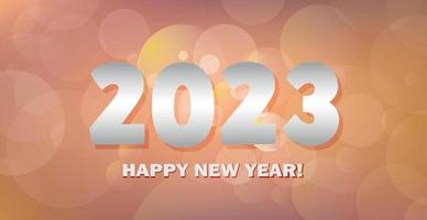 Merry Christmas and Happy New Year 2023, bright bokeh background postcard, web template - Vector